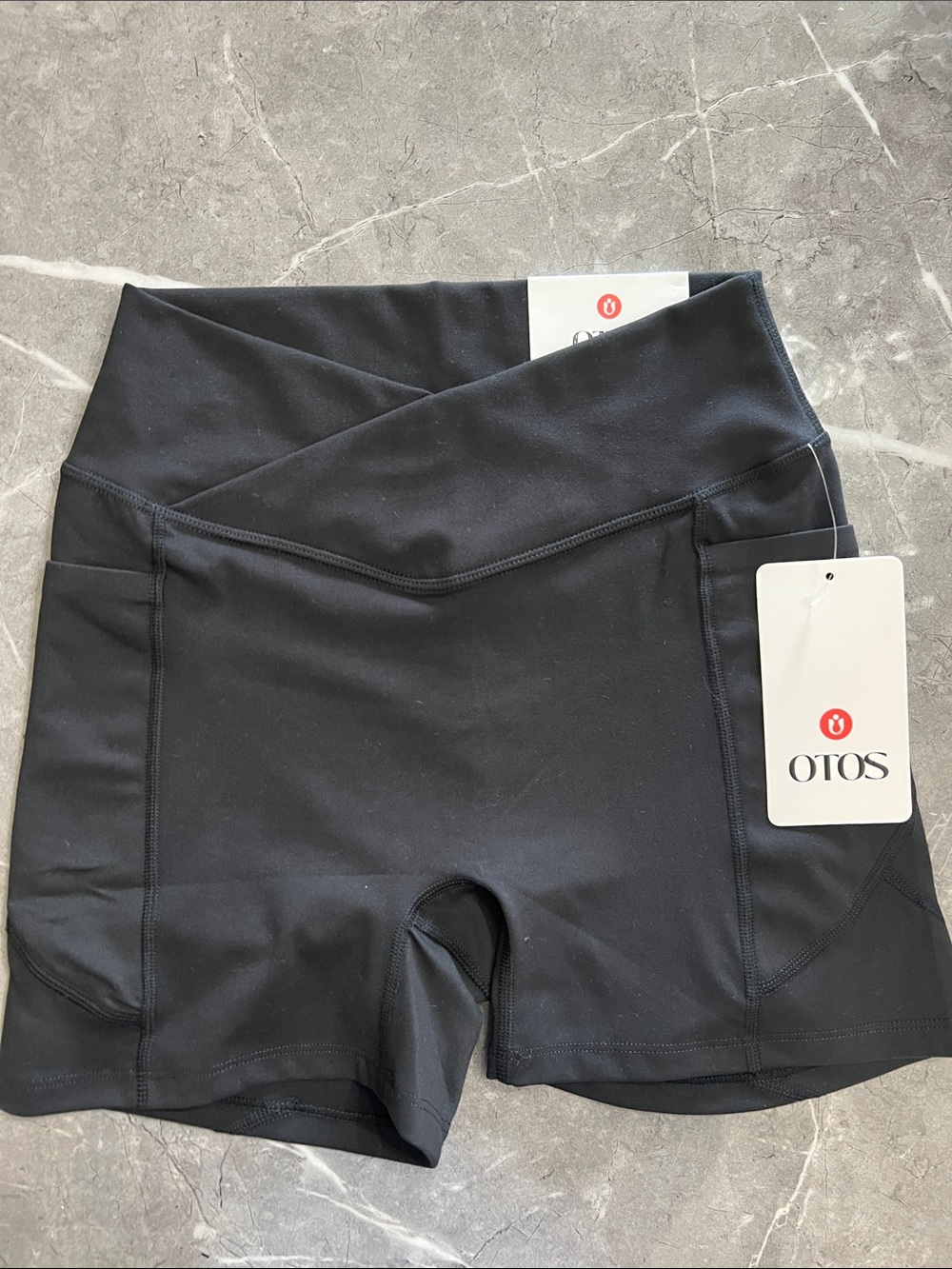 OTOS Black Women’s Bike Shorts with Crossover Waist